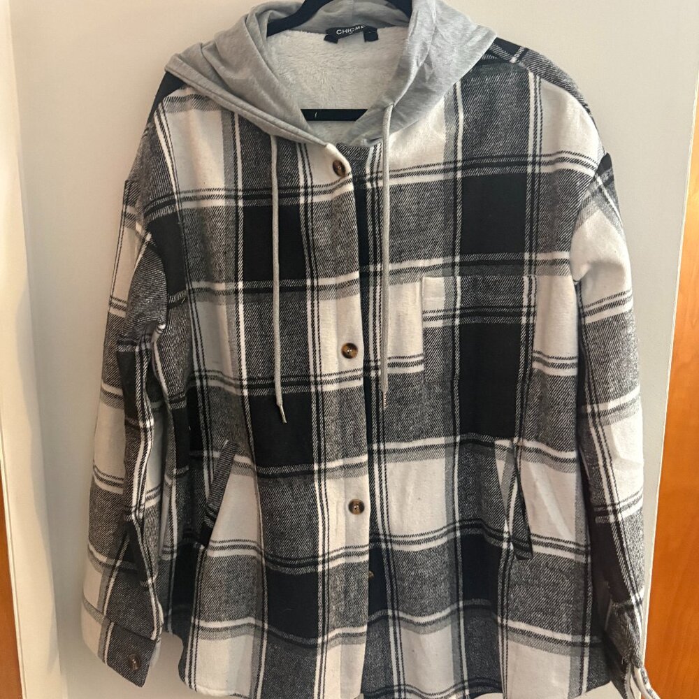 Plaid Hooded Fleece Jacket